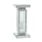 Silver MDF Wood Glam Pedestal Table, 12" x 12" x 28"